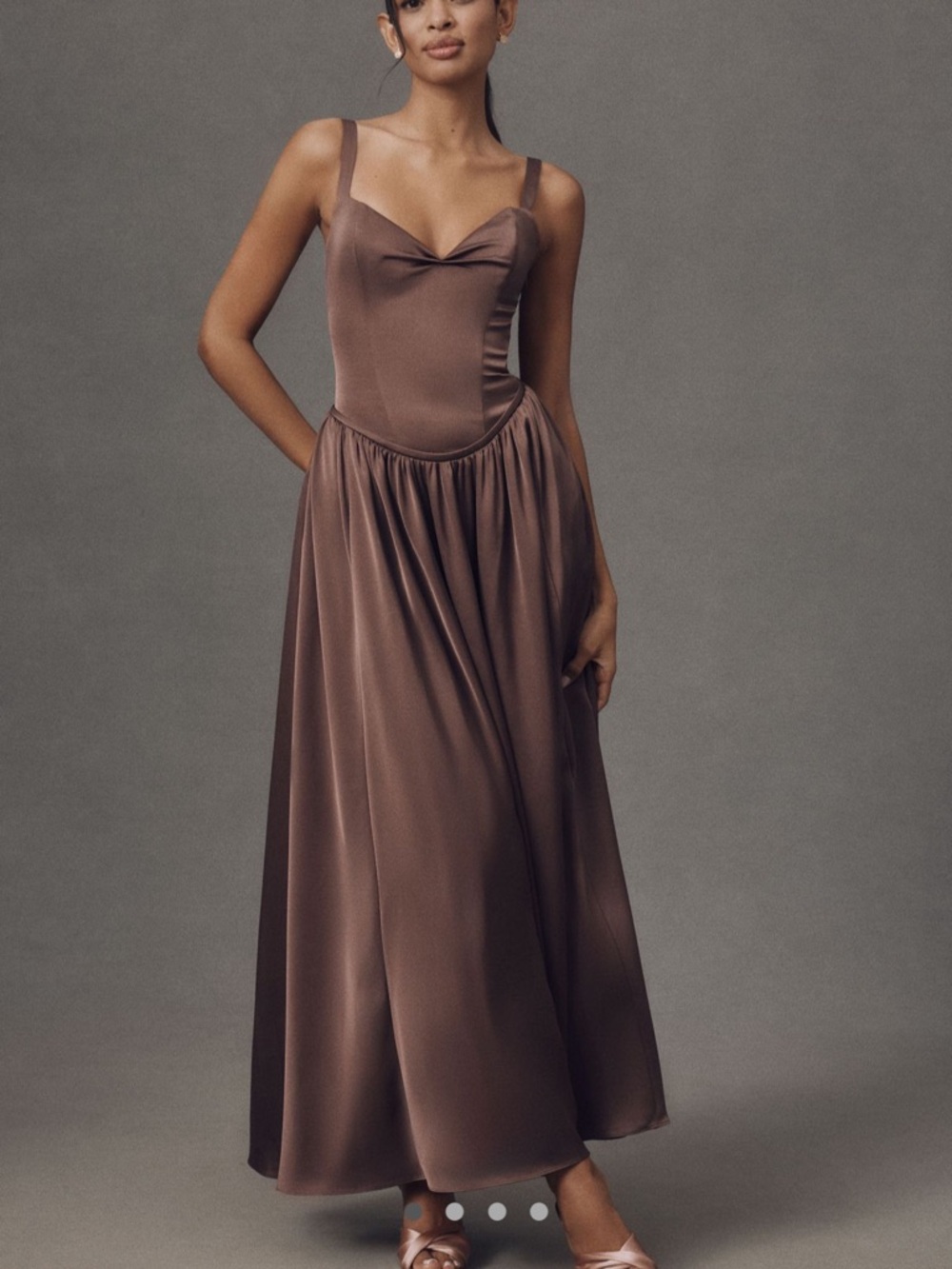 BHLDN Seraphina Sweetheart Corset Stretch Satin Maxi Dress